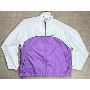 Nike Women Vintage Full Zip Embroidered Nike Spell Out Windbreaker Jacket Size L